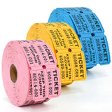 L LIKED 3000 Pcs Raffle Tickets - 3 Color Set of 1000 Pcs 2 x 2 Double Roll Consecutively Numbered 50/50 Tickets for Events& Doo