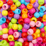 100 Acrylic Large Hole Beads for Crafts and for Hair 10mm x 12mm Acrylic Barrel Beads with 6.8mm Large Hole, Bright Glossy Assor