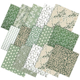 Hahafelt 10 Pcs Sage Green Floral Fabric Bundles 20 x 20 Inch Greenery Fat Quarters Green Spring Flower Squares Sewing Fabrics P