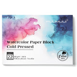 Watercolor Paper Block 7x10 Inch, Fuumuui 100% Cotton Watercolor Paper Pad of 22 Sheets, 140lb/300gsm, Acid-Free Cold Pressed Ar