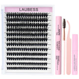 Lash Clusters Kit LAUBESS DIY Lash Extension Kit Lash Bond and Seal Waterproof Lash Glue Remover Tweezers Brush Cluster Eyelash