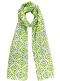 Cashmere Craft Pure Cotton Printed Scarf For Women | Lightweight Soft Scarves Stoles For Summer & Winter (Light Green)