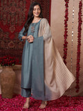 Anni Designer Women'S Rayon Viscose Solid Straight Kurta With Pant & Dupatta (Raja Saab Grey-Vks13_3Xl_Grey_Xxx-Large),Grey,3XL,,,