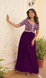 Wedani Georgette Embroidered Long Gown For Women Purple,PURPLE,S,Georgette,anarkali,
