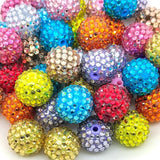 Colorful Rhinestone Beads Round Spacer Beads for Jewelry Bracelet Necklace Pen Bag Chain Making Crafts Supplies (20mm Mix Colors