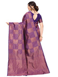 Satrani Womens Jacquard Silk Blend Saree (2564S134N_Violet & Dark Golden)