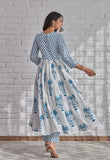 Anni Designer Women'S Rayon Blend Printed Anarkali Kurta With Pant & Dupatta (Betul White_3Xl_White_Xxx-Large),White,3XL,Rayon Blend,Anarkali,