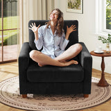 Kidirect 35.5in Corduroy Sofa Accent Chair, Tool-Free Setup Living Room Couch Accent Chairs, Reading Chair for Bedroom 22.5in Ex