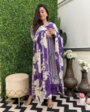 Gosriki Women'S Rayon Blend Straight Printed Kurta With Pant & Dupatta (Exhuma Begani-Gs_Xl_Begani_X-Large),Begani,,B0DD77RCFQ