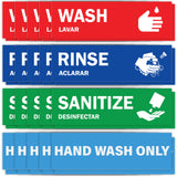 Wash Rinse Sanitize Sink Labels - 10 Pack - 2.75 x 9 - Also Includes Hand Wash Only Sign - Ideal Handwashing Signs for 3 Compart