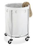 Whitmor Round Commercial Laundry Hamper with Removable Liner and Heavy Duty Wheels -Chrome (6894-3499-BB)