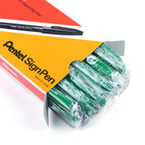 Pentel Sign Pen FiberTipped Pen, Green Ink, Box of 12 (S520D)