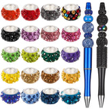 Junkin 120 Pieces Rhinestone Large Hole Beads for Jewelry Making Pens 11mm European Spacer Beads Crystal Charm DIY Crafts for DI