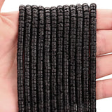 HAAMIIQII 2x4mm Natural Black Lava Heishi Spacer Beads 150Pcs Flat Disc Stone Semi Precious Gemstone Loose Beads for Jewelry Mak