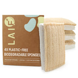 Natural Kitchen Sponges EcoFriendly, Compostable Dish Sponges Loofah & Cellulose Scrubbers PlasticFree, ZeroWaste, Biod