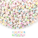 ZHIYUXI 1000PCS Number Beads for Friendship Bracelets 4x7mm Colorful Number White Round Bead Acrylic Number Beads Bulk for Brace