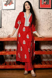 Anni Designer Women'S Rayon Viscose Printed Straight Kurta With Pant & Dupatta (Belagavi Red-Vks01_4Xl_Red_Xxxx-Large),Red,4XL,,,
