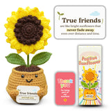THEGIFTY Emotional Support Crochet Sunflower Doll - Handmade Friendship Gift for Women - Long Distance Friend with Affirmation M