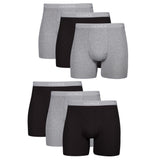 Hanes Mens Boxer Soft Breathable Cotton ComfortFlex Waistband, Multipack Brief Underwear, 6 Pack Black/Gray, Large