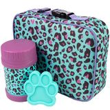 Bentology Kids Lunch Tote Set Cheetah Blue & PurpleIncludes Reusable Hard Ice Pack & Stainless Steel Food Jar ThermosHot or Co