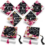 Feifeiya 14 Pcs Graduation Cap Topper Sticker Pink Flower Design Motivational Inspirational Cap Topper Decal Bible Grade Hat Quo