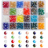Rubdub 600pcs 8mm Crystal Beads Bicone Bracelet Beads Bulk Faceted Glass Beads 24 Colors Rainbow Loose Beads for Necklace Earrin