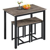 Yaheetech 3 Piece Dining Table Set - Kitchen Table & Chair Sets for 2 - Compact Table w/ 2 Stools & Space Saving Design for Dini