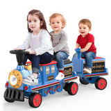 ANPABO Ride On Train Set Trackless, Include 1 Locomotive and 1 Carriage, 12V Kids Car with Height-Adjustable Seat, Extra Storage