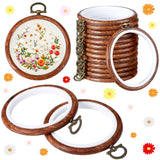 Burbell 15 Pcs 4 Inch Round Embroidery Hoops Frame Circle Rubber Hoops Ring Display Cross Stitch Ornament Imitated Wood Frame Ki