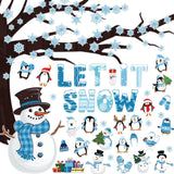 Maitys 124 Pcs Winter Bulletin Board Decorations Christmas Snowflake Let It Snow Tree Snowman Penguin Cutouts Tree Bulletin Boar