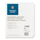 Business Source 16482 Index Dividers 3HP 3-Tab 25 Sets/BX 11-Inch x8-1/2-Inch White
