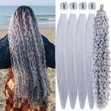 Gray Boho Braiding Hair Pre stretched Hypoallergenic Curly Braiding Hair for Boho Braids Bohemian Braids Knotless Ez Braids