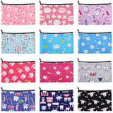 12 Pieces Teeth Makeup Bag Cute Cosmetic Bag for Nurse Women Dental Dentist Gift Colorful Toiletry Bag Multifunctional Polyester