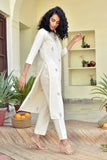 Anni Designer Women'S Rayon Viscose Straight Printed Kurta With Pant (Bodol White_S_White_Small),White,S,Rayon,Regular,