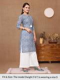 Rangita Light Grey Cotton Knee Length Printed Straight Kurti For Women | Kurta For Women_Xl Light Grey Xl 669887018280