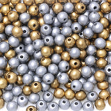 300Pcs 12mm Wood Beads for Jewelry Making, Silver and Gold Painted Wooden Beads for DIY Handmade Crafts
