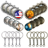Round Double-Sided Pendant Trays and Glass Cabochon with Key Ring for Bracelet Necklace Crafting DIY, Gift Making by Seasonsky