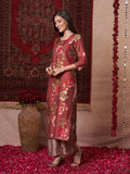Gosriki Women'S Rayon Blend Straight Printed Kurta With Pant (Kejri Maroon-Gs_S_Maroon_Small),Maroon,,B0DRNNWFNY