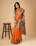 Sugathari Womens Banarasi Saree Pure Kanjivaram Silk Saree Soft New Ladies 2023 Design Wear Pattu Sarees Latest Cotton Party Sari Collections With Blouse Piece For Wedding Sadi (Sam Pari S-6 Orange)