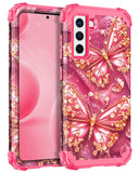 Miqala for Galaxy S22 5G Case,Glow in The Dark Three Layer Heavy Duty Shockproof Full Body Protection Hard Plastic Bumper+Soft S