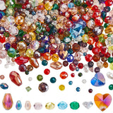 SOFPLATE 580Pcs Transparent Glass Bead Faceted Crystal Beads Bulk AB Color Assorted Round Heart Bicone Shape Loose Spacer Beads
