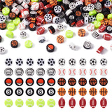 Elecrelive 200Pcs Sports Ball Clay Beads Basketball Rugby Volleyball Football Baseball Beads 10 Styles Polymer Clay Charms for F