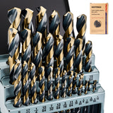 EASTPACE 29Pcs Cobalt Drill Bit Set 1/16-1/2, HSS with Black and Gold Finish, Twist Jobber Drill Bit Kit with Index Case for Cas