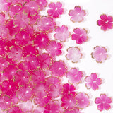 CTEAKOP 100 Pcs Flower Beads for Jewelry Making, Gold-Plated Flower Charms, Cherry Blossom Beads, Acrylic Floral Beads for Craft