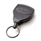 KEYBAK SUPER48 HD 8oz. Locking Retractable Keychain, 48 Stainless Steel Cable, Black Polycarbonate Case, Steel Belt Clip, Over