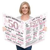 Uiorgui Large 50th Birthday Cards for Women, Happy 50th Birthday Greeting Card with Envelope Jumbo 1976 Fifty Guest Book Funny 5