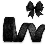 JaoZuyard Black Burlap Ribbon 1 inch X 10 Yard Natural Linen Woven Ribbon DIY Handmade Edging Production Wreath Holiday Decorati