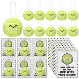 Jenaai 20 Set Tennis Gifts Smile Plush Keychain with Inspirational Cards for Tennis Party Favors Sports Lover Team Coworker Chri