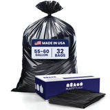 Plasticplace Contractor Trash Bags 55-60 Gallon 3.0 Mil Black Heavy Duty Garbage Bag 38x 58(32 Count), CON55A