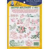 Aunt Marthas Happy Holidays Iron On Transfer Pattern Collection, Thanksgiving and Christmas Motifs